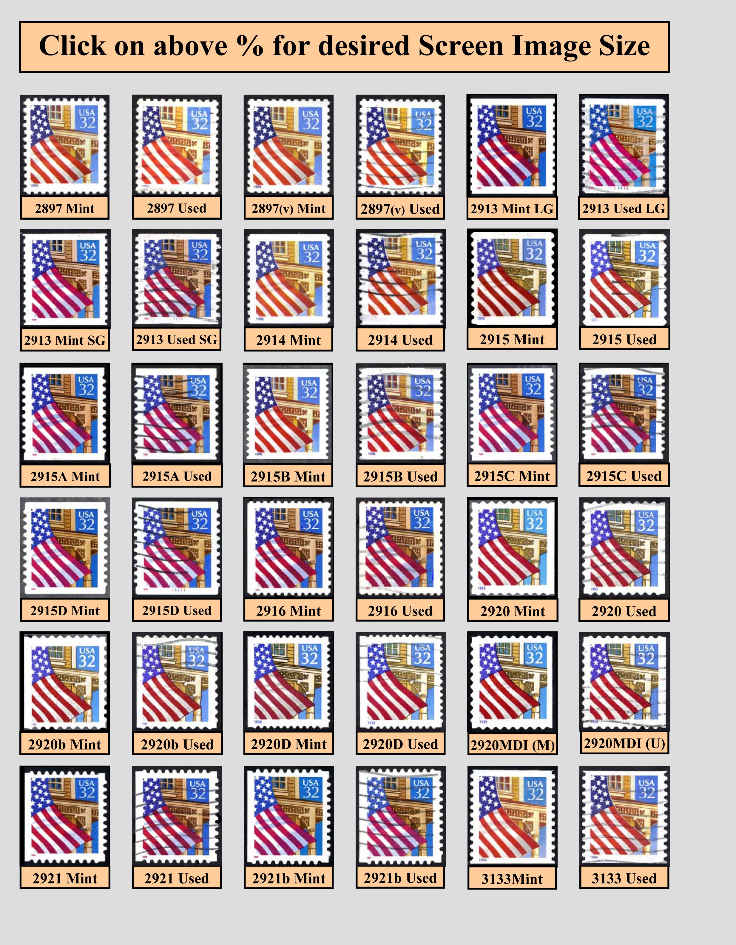 A collection of Flag Over Porch stamps